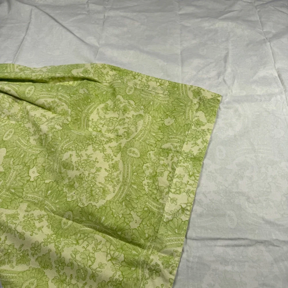 Christian Lacroix Tablecloth Green White Trompe-l'oeil Lace Paisley Cotton Italy